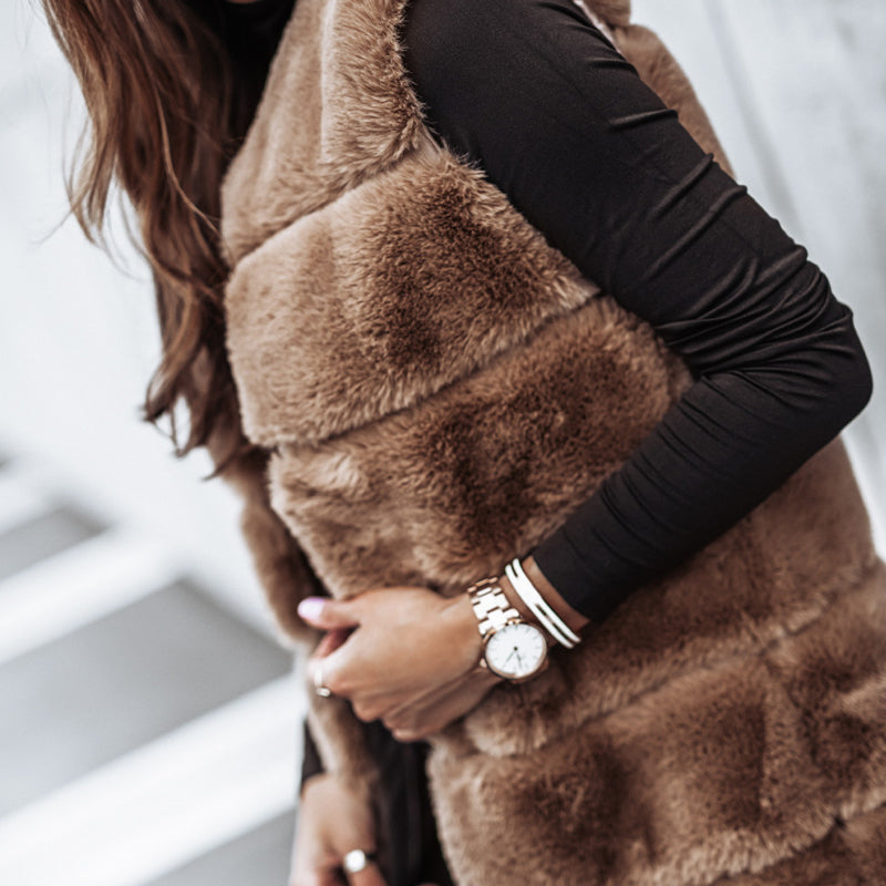 Women's Winter Warm Faux Fur Long Vest
