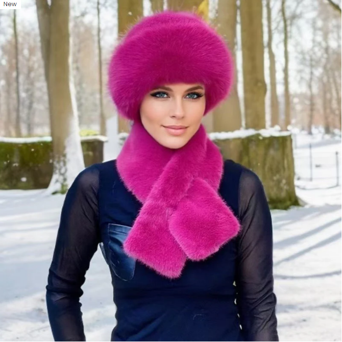 Winter Plush Thickened Scarf and Hat Warm Set