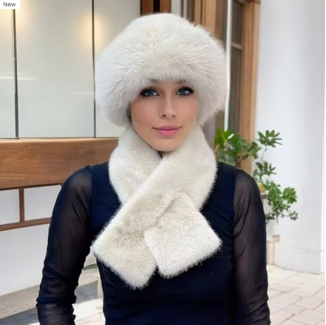 Winter Plush Thickened Scarf and Hat Warm Set