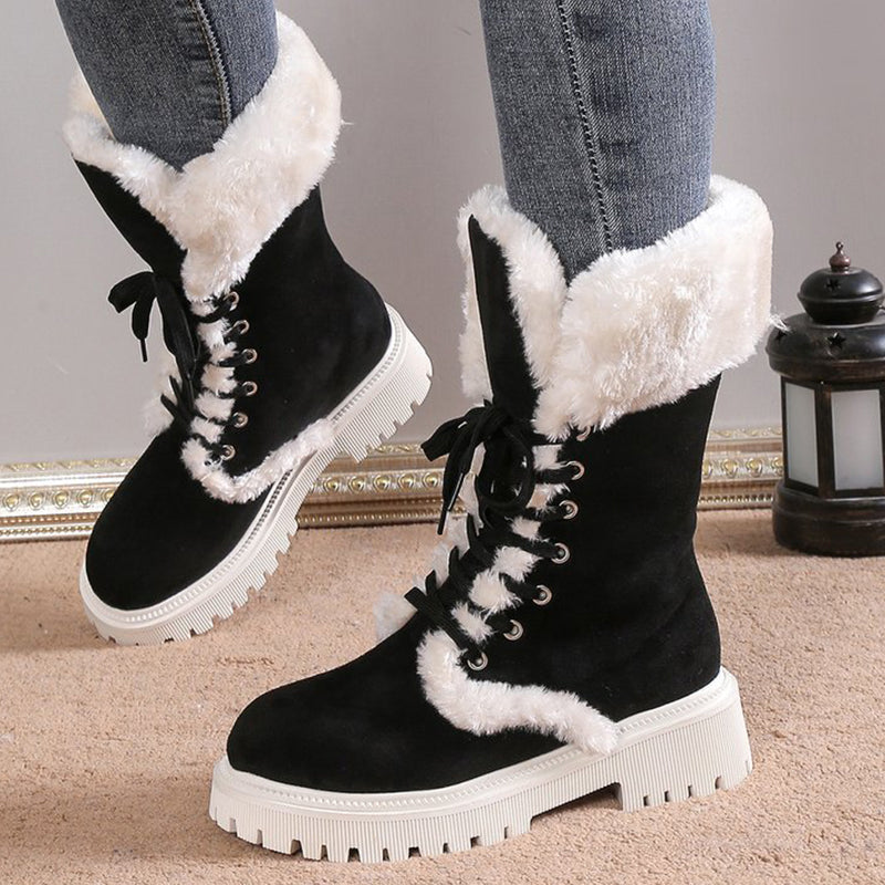 🎅Christmas promotion 49% OFF🎄Women's Cotton Mid-Calf Plush Lined Snow Boots