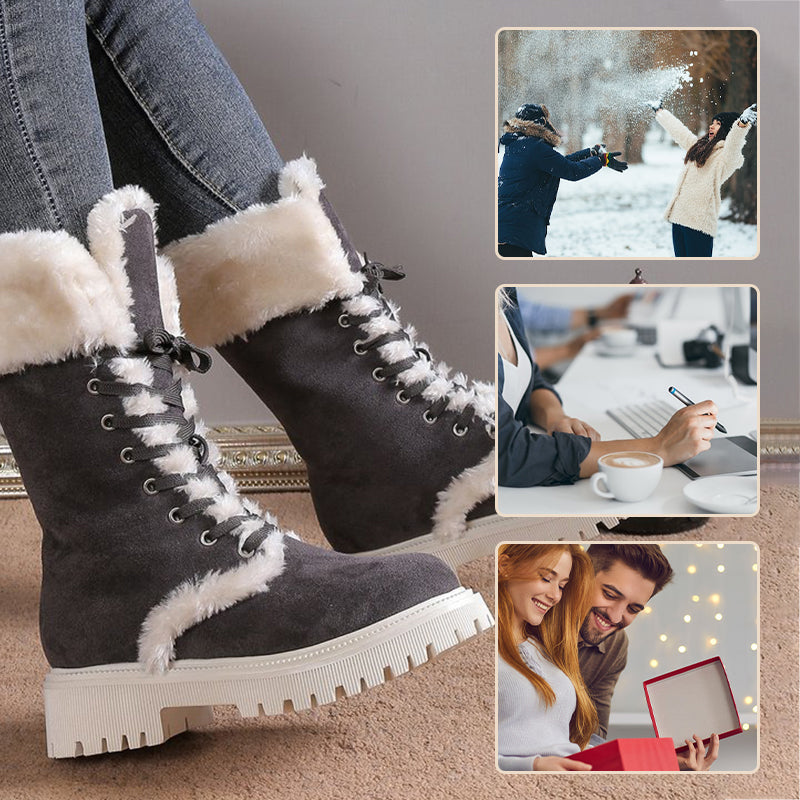 🎅Christmas promotion 49% OFF🎄Women's Cotton Mid-Calf Plush Lined Snow Boots