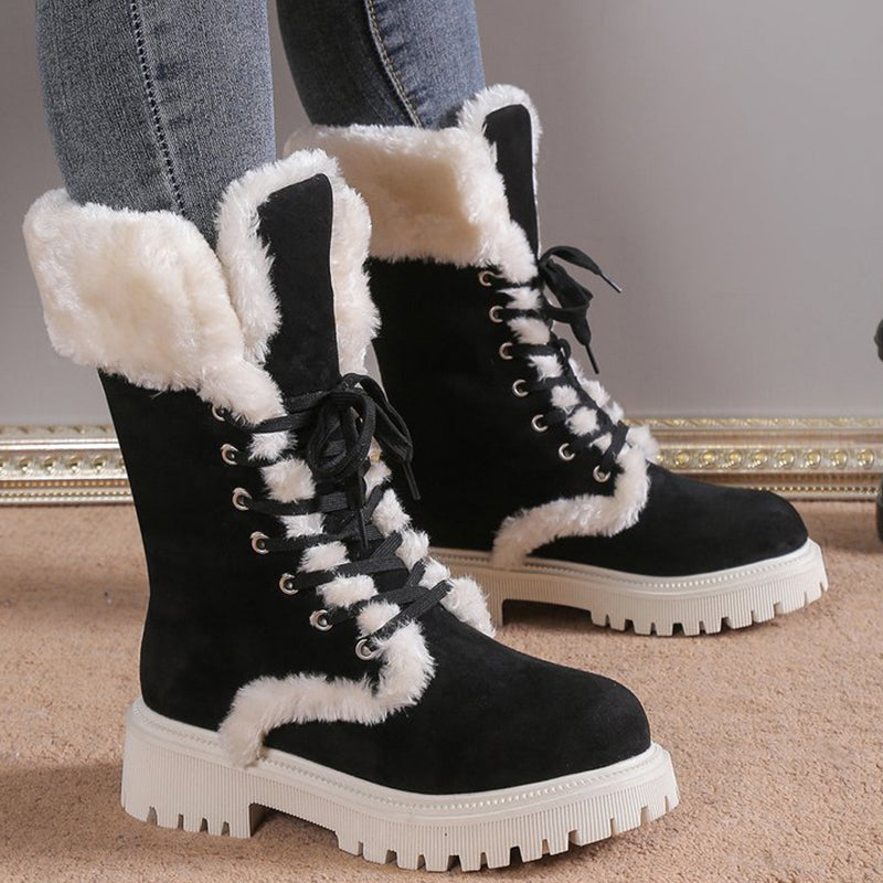 🎅Christmas promotion 49% OFF🎄Women's Cotton Mid-Calf Plush Lined Snow Boots