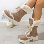 🎅Christmas promotion 49% OFF🎄Women's Cotton Mid-Calf Plush Lined Snow Boots