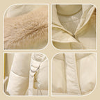 Women's Warm Full-Zip Short Jacket with Puffy Collar