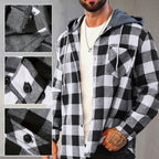 Men's Versatile Hooded Plaid Flannel Shirt