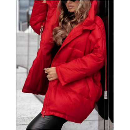 Women's Solid Color Hooded Cotton Jacket