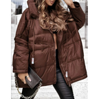 Women's Solid Color Hooded Cotton Jacket
