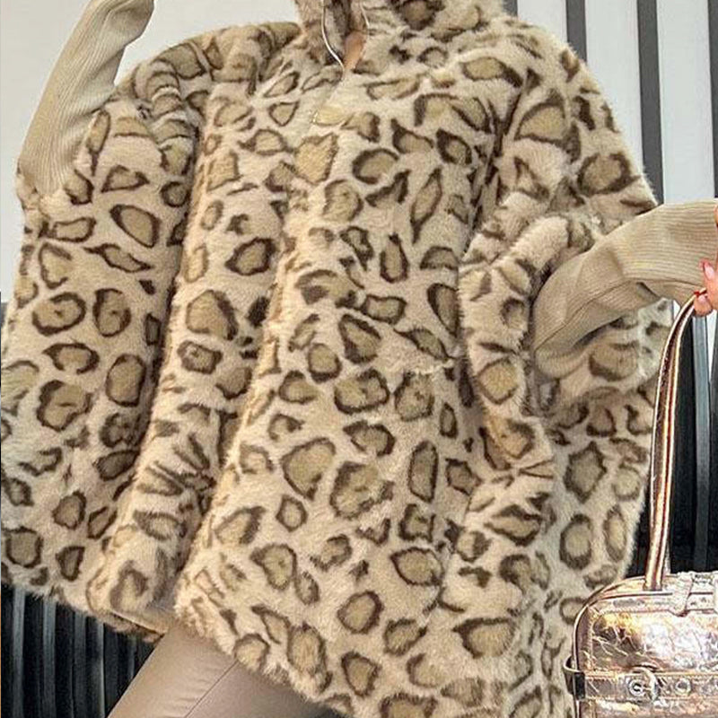 🎅Xmas Sales - 60% OFF🎄Women's Leopard Print Faux Fur Jacket
