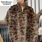 🎅Xmas Sales - 60% OFF🎄Women's Leopard Print Faux Fur Jacket