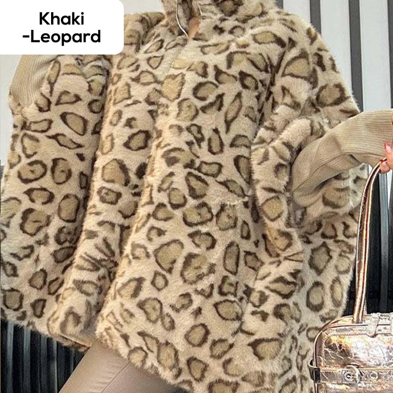 🎅Xmas Sales - 60% OFF🎄Women's Leopard Print Faux Fur Jacket
