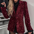 Women’s Sparkly Sequin Button Long-Sleeve Jackets
