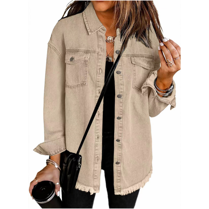 🎅What should I wear tomorrow?🎄Women's Raw Edge Ripped Denim Jacket