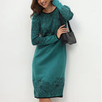 💃What should I wear tomorrow?✨Printed Straight Long Sleeve Crew Neck Dress