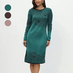 💃What should I wear tomorrow?✨Printed Straight Long Sleeve Crew Neck Dress