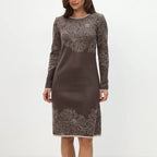 💃What should I wear tomorrow?✨Printed Straight Long Sleeve Crew Neck Dress