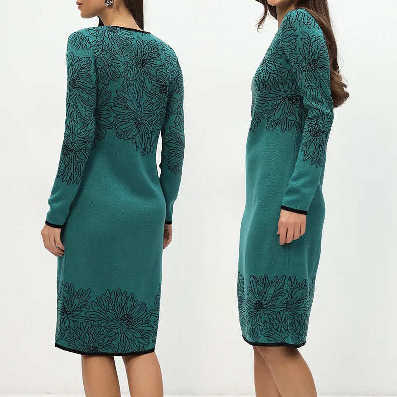 💃What should I wear tomorrow?✨Printed Straight Long Sleeve Crew Neck Dress