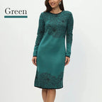 💃What should I wear tomorrow?✨Printed Straight Long Sleeve Crew Neck Dress