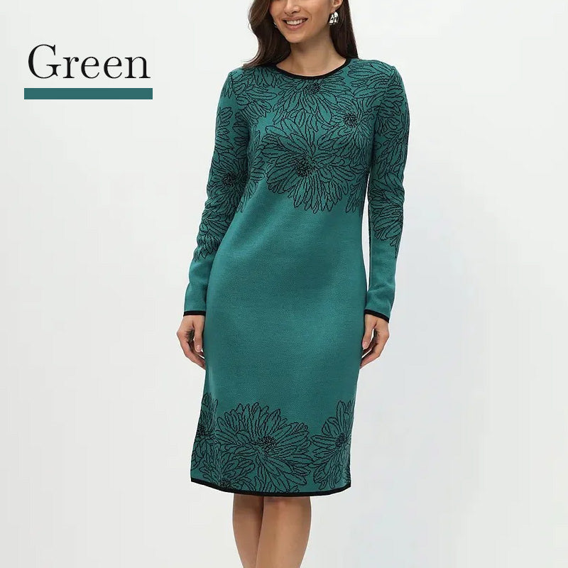 💃What should I wear tomorrow?✨Printed Straight Long Sleeve Crew Neck Dress