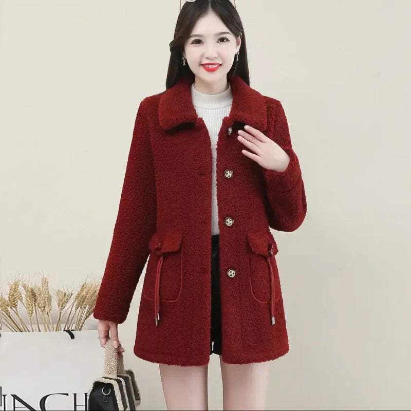 Women's Warm Medium-Length Lapel Jacket