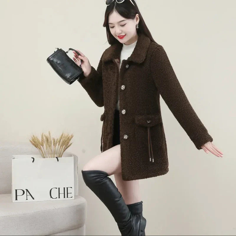 Women's Warm Medium-Length Lapel Jacket