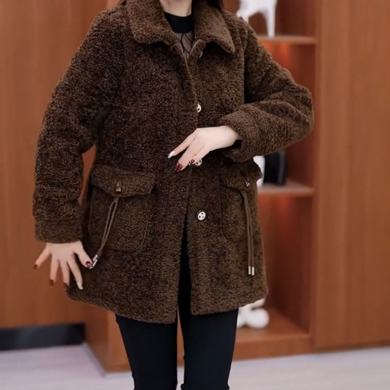 Women's Warm Medium-Length Lapel Jacket