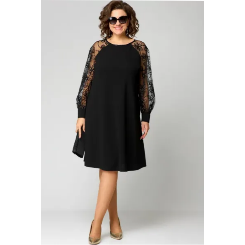 🎉Lace splicing is beautifully fried! Limited Sale round neck long sleeve dress, delicate and gentle