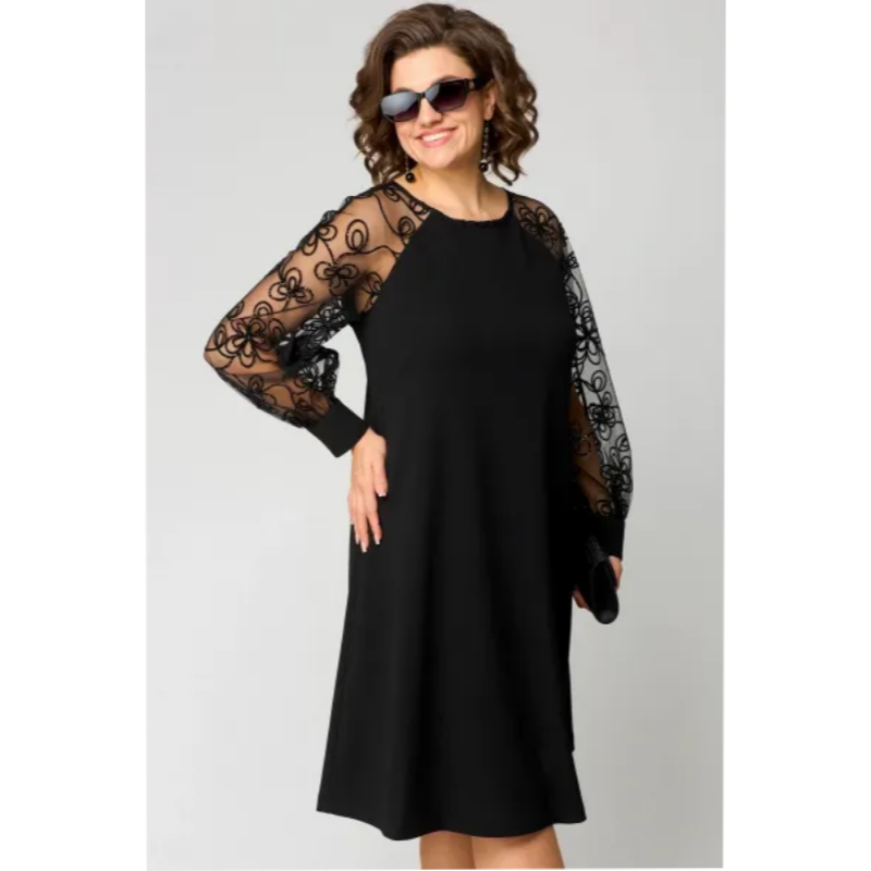 🎉Lace splicing is beautifully fried! Limited Sale round neck long sleeve dress, delicate and gentle