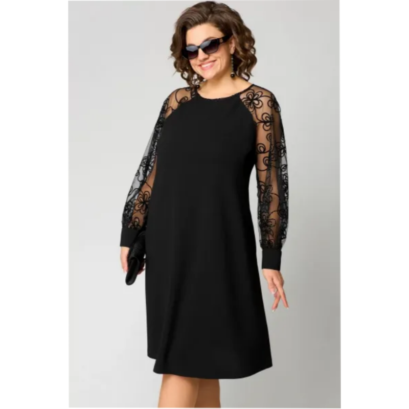🎉Lace splicing is beautifully fried! Limited Sale round neck long sleeve dress, delicate and gentle