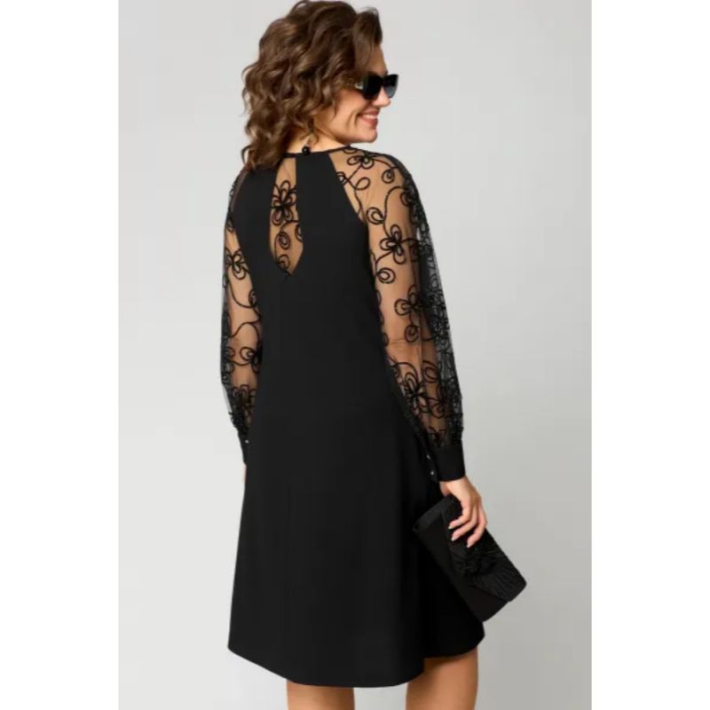 🎉Lace splicing is beautifully fried! Limited Sale round neck long sleeve dress, delicate and gentle