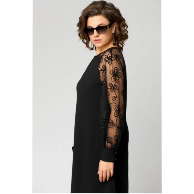🎉Lace splicing is beautifully fried! Limited Sale round neck long sleeve dress, delicate and gentle
