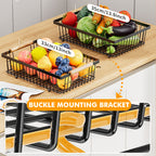 Double-layer Removable Wooden Handle Wire Basket