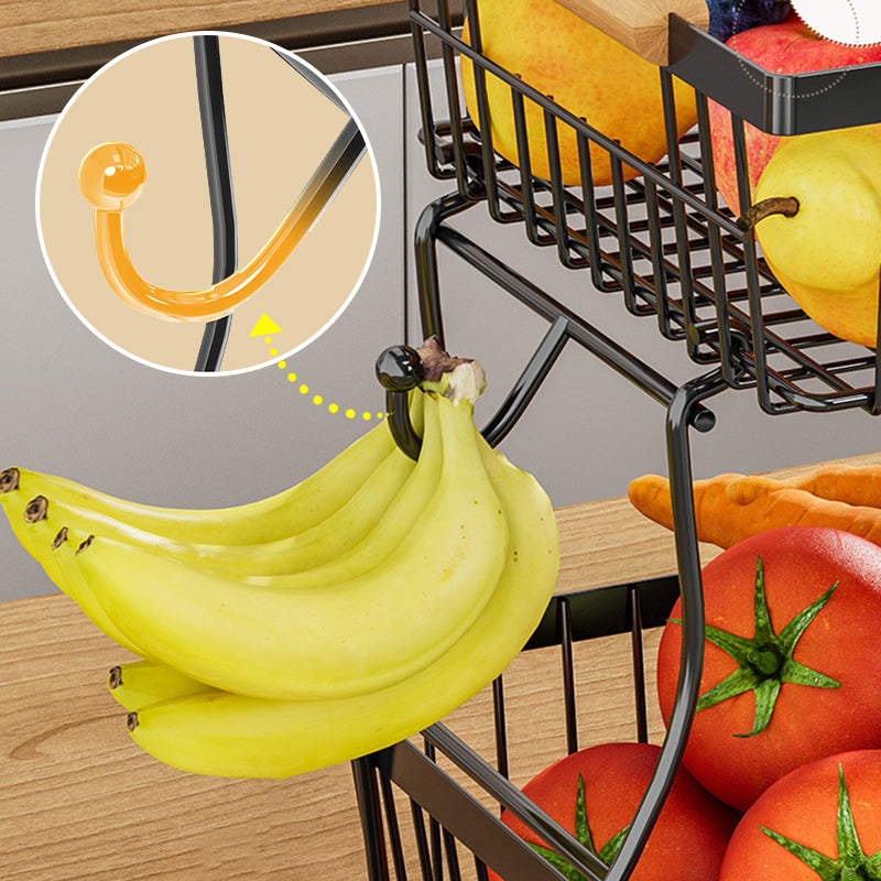 Double-layer Removable Wooden Handle Wire Basket