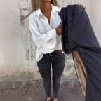 What should I wear tomorrow?💕Women's Solid Long Sleeve Button Down Shirt