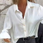 What should I wear tomorrow?💕Women's Solid Long Sleeve Button Down Shirt