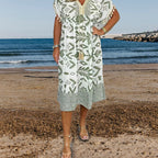 🔥2025 HOT SALE💃Printed V-Neck Casual Dress With Fringes on the Sleeves✨