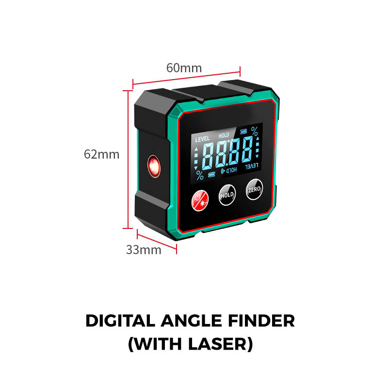 🧲 Magnetic Digital Angle Finder + Electronic Laser – 360° Angle Measurement for Carpentry & Projects 🪵