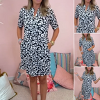 ✨Hot Flash Sale! Stylish Women’s V - Neck Short Sleeve Printed Casual Dress 🔥