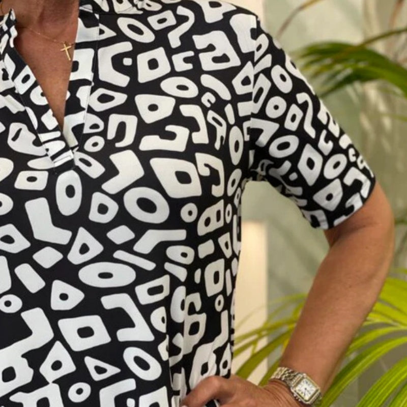 ✨Hot Flash Sale! Stylish Women’s V - Neck Short Sleeve Printed Casual Dress 🔥