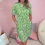 ✨Hot Flash Sale! Stylish Women’s V - Neck Short Sleeve Printed Casual Dress 🔥