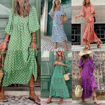 🌸 Crazy Deal! Puff - Sleeve Floral Maxi, Resort Ready
