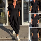 💖A midi skirt with a V-neck lapel and a pleated waist, which is full of temperament