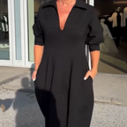 💖A midi skirt with a V-neck lapel and a pleated waist, which is full of temperament