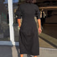 💖A midi skirt with a V-neck lapel and a pleated waist, which is full of temperament