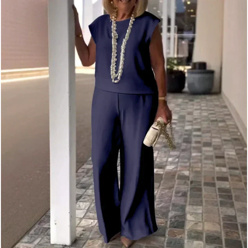 💕Limited Time 50% Off💕Women's Crew Neck Sleeveless Top and Pants Set