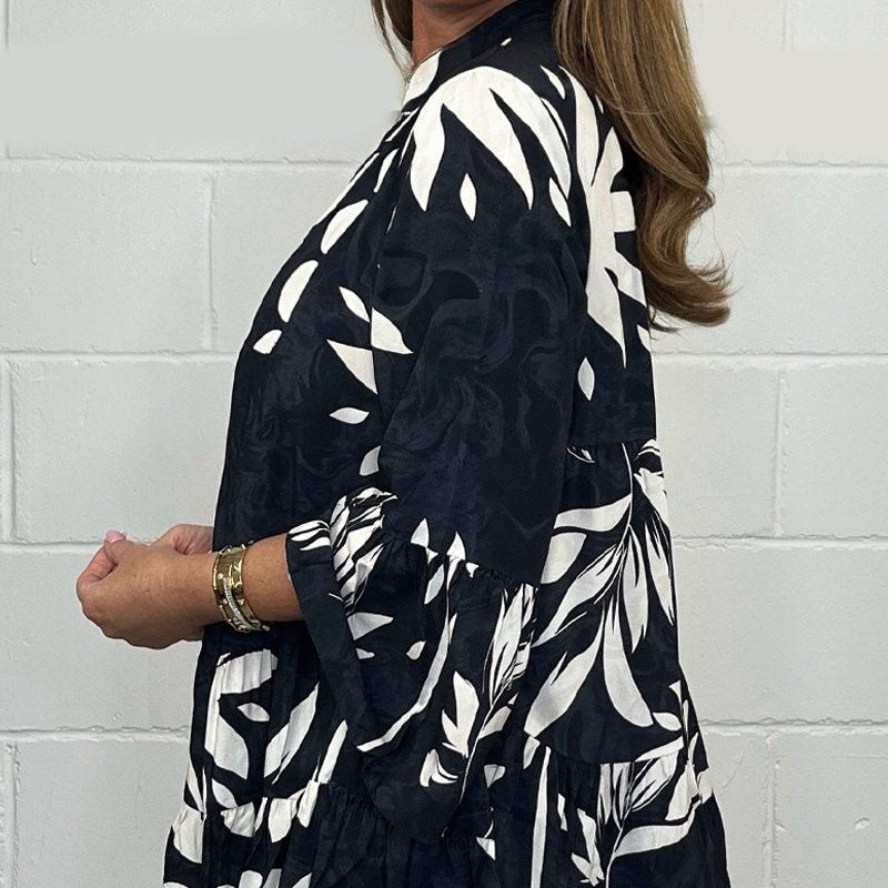 V-Neck Floral Flared Sleeve Ruffle Hem Top💖Spring sale-49% OFF