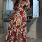 🌹Limited Sale 49% OFF🌹Women's V-Neck Floral Printed Pleated Dress
