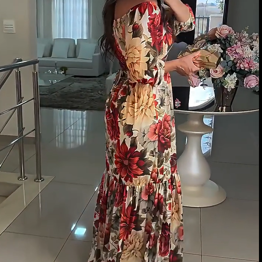 🌹Limited Sale 49% OFF🌹Women's V-Neck Floral Printed Pleated Dress