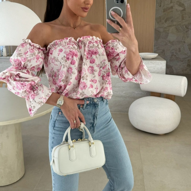 🌸🌸 Floral Print Smocked Off - the - Shoulder Top