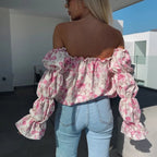🌸🌸 Floral Print Smocked Off - the - Shoulder Top