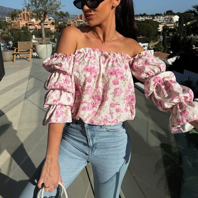 🌸🌸 Floral Print Smocked Off - the - Shoulder Top